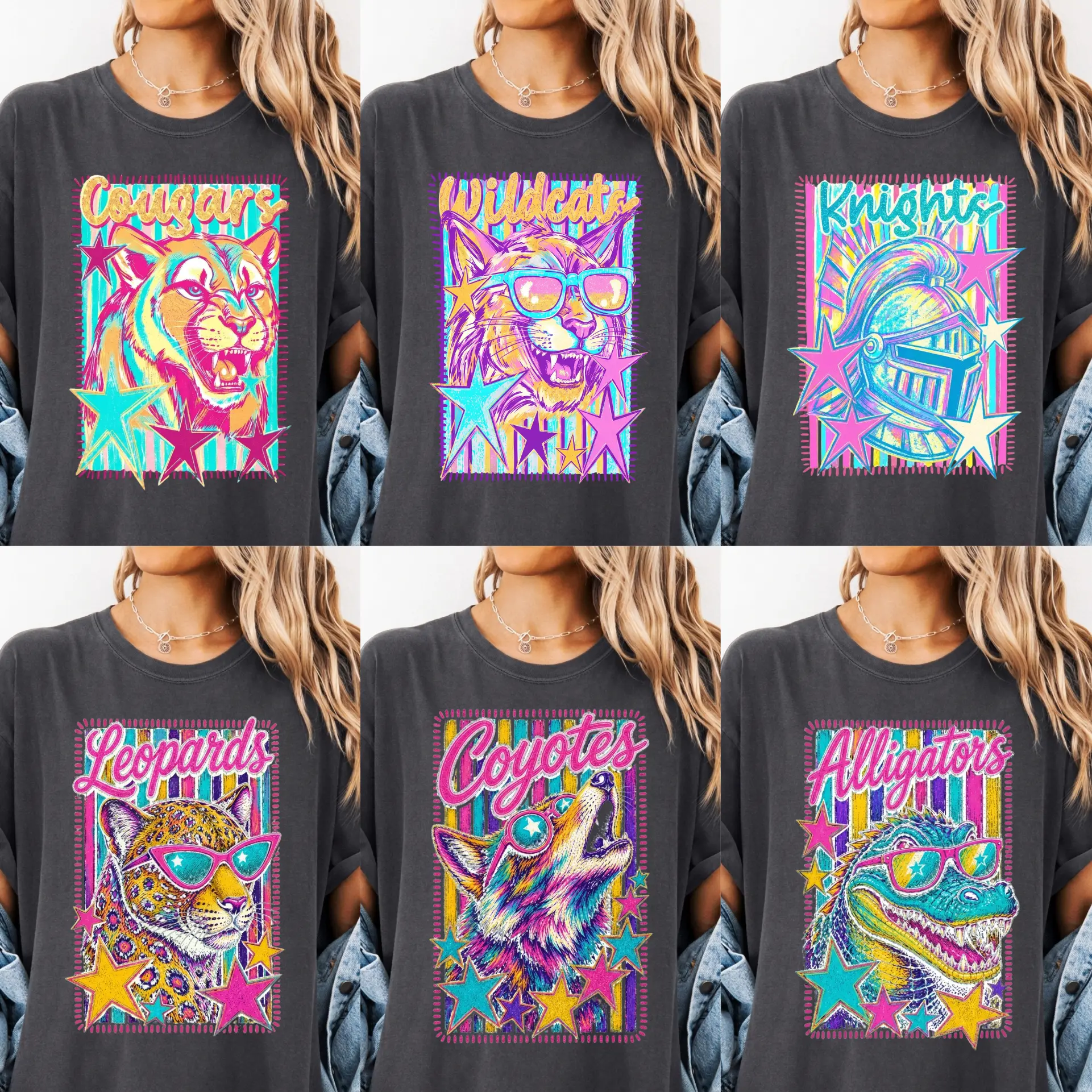Comfort Colors Custom Neon Mascot Shirt - Pepper, Custom Team Spirit, Preppy Game Day Shirt, School Pride, Preppy Team Shirt, Bright Game Day, School Tee - AMBER