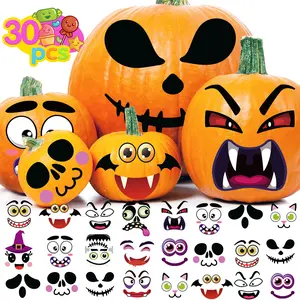Halloween Pumpkin Decorating Stickers 30 Sheets Pumpkin Face Stickers for Pumpkin Decorating Jack O Lantern Stickers Halloween Party Favors