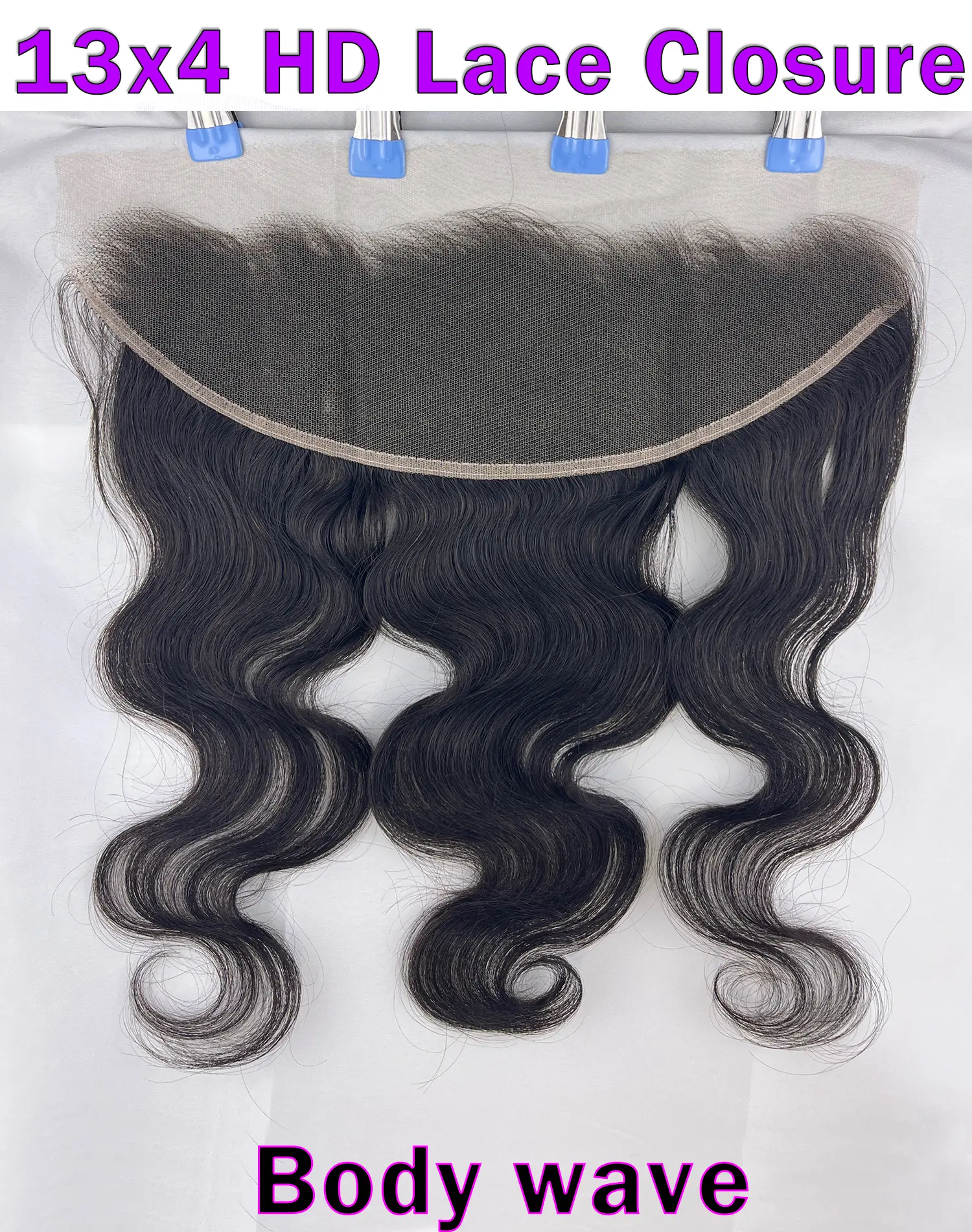 13x4 HD Transparent Lace Frontal Body Wave Human Hair 12"-24" Natural Black #1B | Swiss Lace Closure| Pre-Plucked Natural Hairline | 150% Density | Bleach-Friendly & Tangle-Free |