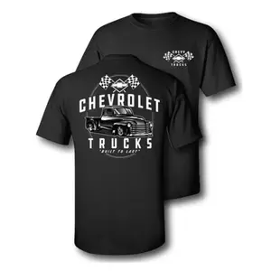 Chevrolet Classic Truck T-Shirt, Vintage Chevy Pickup & Checkered Flags Graphic, Built to Last Chevrolet Graphic Shirt for Truck Fans & Collectors, Gift for Chevy Enthusiasts or Car Lovers