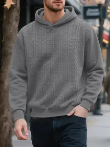 Men's solid color high-quality texture knitted hoodie, regular comfortable soft casual sports pullover hoodie, daily outfit, outdoor sport outfit, mens autumn and winter sports pullover hoodie.