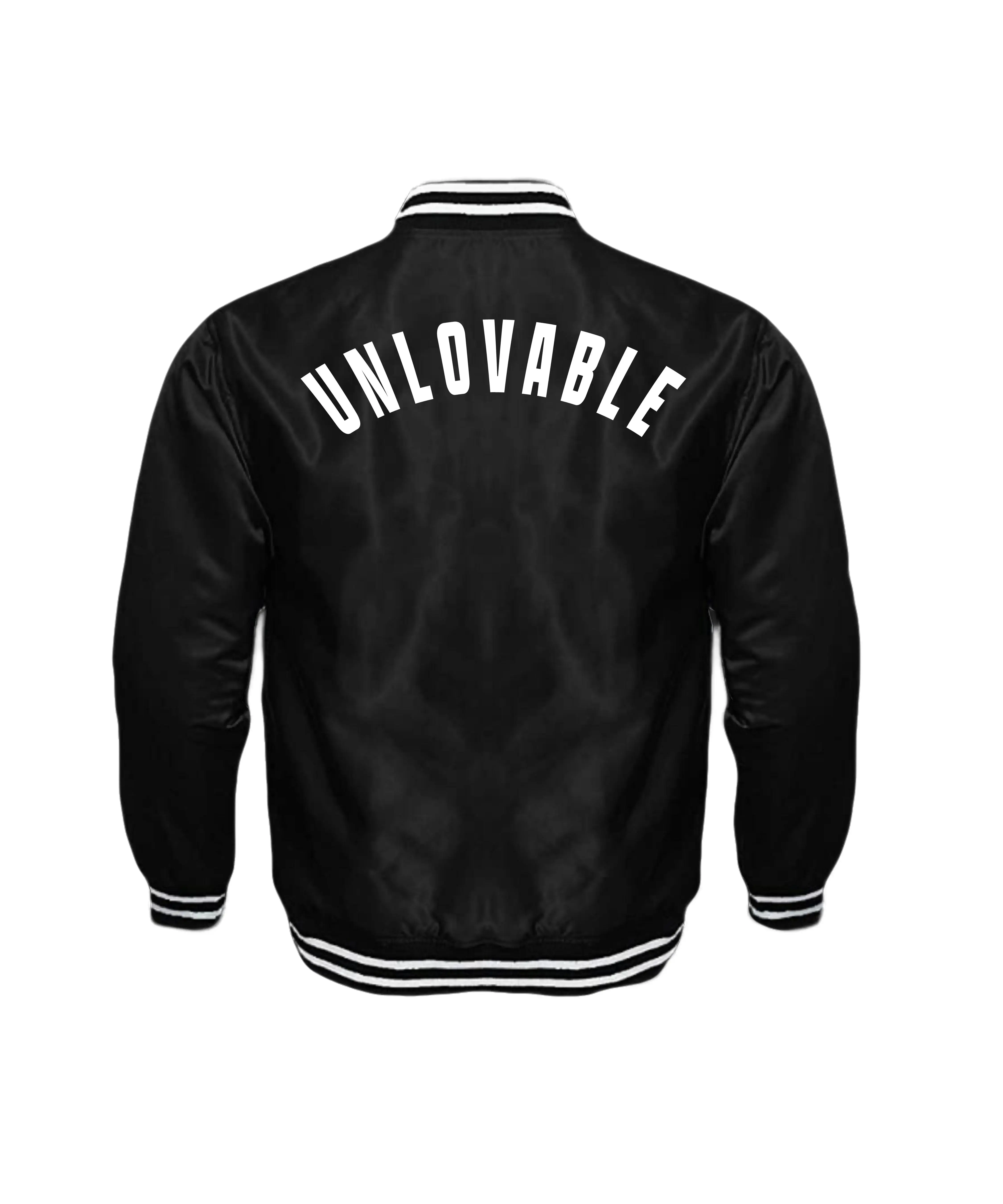 Unlovable Unisex Satin Baseball Jacket Striped Trim