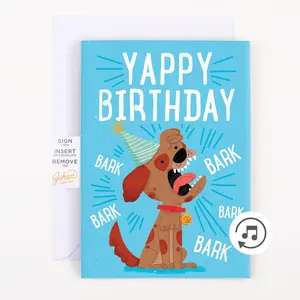 Endless Barking Birthday Card with Glitter