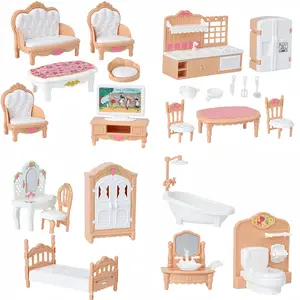 Mini Doll Furniture Set for Kids, 4 Room Themes for Educational Role Play, Perfect Gift for Birthdays & Christmas