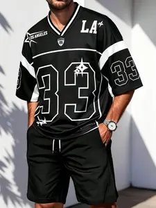 Los Angeles 33 Nfl Football Jersey, Y2K V-Neck Streetwear Top, Unisex Blokecore Style, Perfect for Concerts & Casual Wear