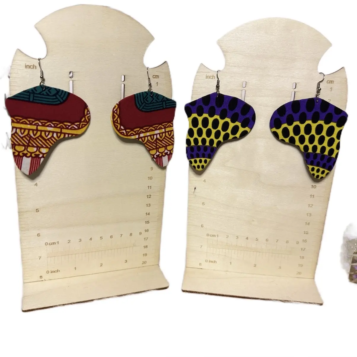 Africa Shaped African Print Earrings - Fashion Accessory