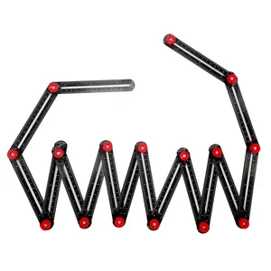 Multi Angle Measuring Ruler, 16-Sides Ruler Hole Locator  Alloy Universal Multi Angle Measuring Ruler Protractors, Adjustable Floor Tile Glass Woodworking Puncher