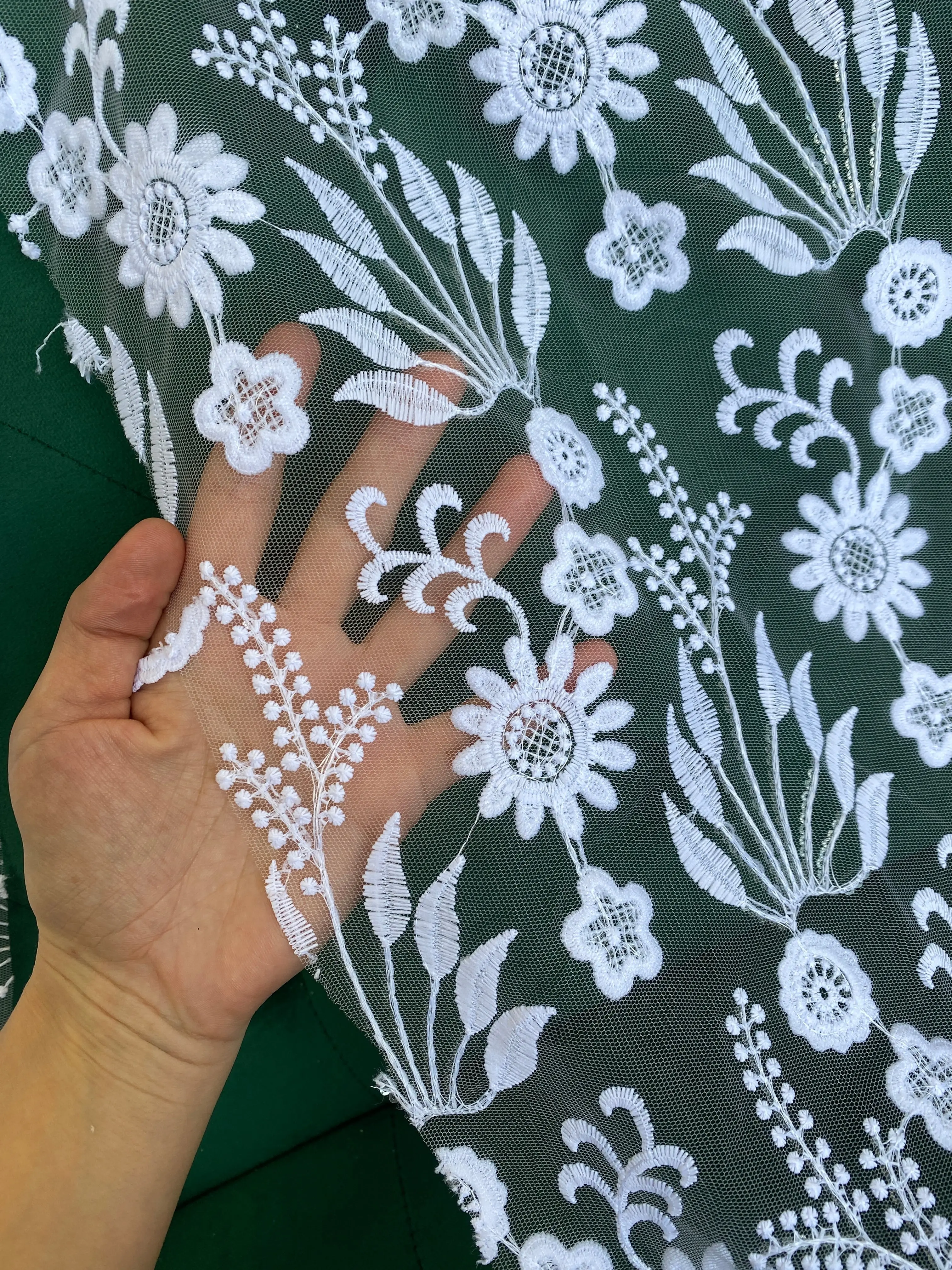 White Floral Embroidered Lace