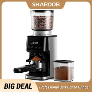 SHARDOR Conical Burr Coffee Grinder for Espresso with Precision Timer, Touchscreen Adjustable Electric Burr Mill with 51 Precise Settings for Home Use, Anti-static, Brushed Stainless Steel