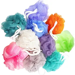 10 Pack Bath Loofah Shower, Small Size Sponge Pouf Exfoliator Body Scrubber Ball, Mesh Bath Shower Sponge for Kids Women Men Body Wash Bathroom