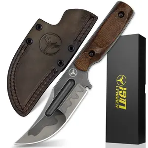 LENGREN Persian Fixed Blade Knife - 4.13" Blade Sleipner Steel Tactical & Hunting Knife with Leather Sheath, Full Tang, 6mm Thick, G10 & Linen Micarta Handle for Outdoor Survival