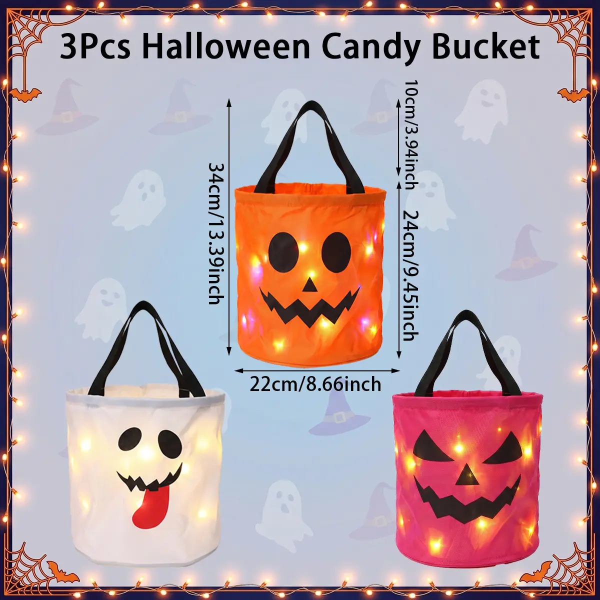 3pcs Orange, White, Pink 