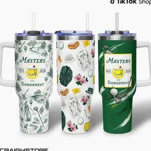 2026 Masters Tournament Tumbler With Handle, Augusta Georgia Golf Championship Insulated Travel Mug 40oz, Golfer Gift Mug