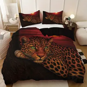 3pcs Leopard Pattern Bedding Set, 1 Quilt Cover & 2 Pillowcase without Filler, Soft Comfortable Decorative Bedding Set for Home Bedroom