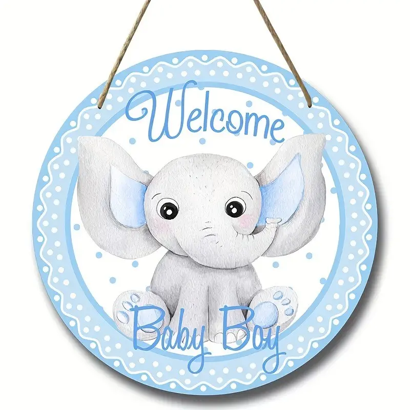 Welcome Sign for Babies and Elephants, Decorative Sign, 8x8 Inch Wooden Wall Decor, Hospital and Home Decoration, Craft Decor for Any Room, Living Room Decor, Home Decor Products