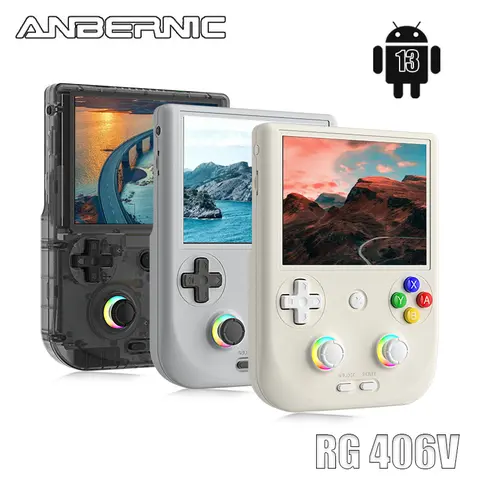 ANBERNIC RG406V Wireless Portable Handheld Gaming Console - 4.0-in IPS Multi-touch Screen, Android 13 OS, Unisoc T820 64-bit, 5500mAh Battery, RGB Lighting, Bluetooth, WiFi, RG406V-Black Transparent (No Game Card), Protection Design, Manufacturer Warranty