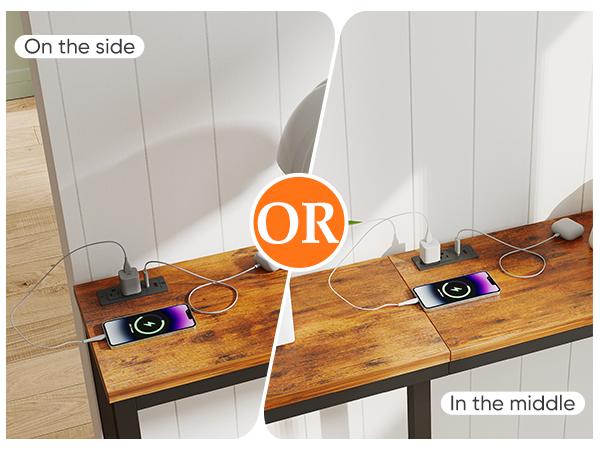 71-Inch Console Table Entryway Sofa Table with Power Outlets, Long Sofa Table for for Entryway, Hallway, Corridor, Rustic Brown 71-Inch Console Table Entryway Sofa Table with Power Outlets, Long Sofa Table for for Entryway, Hallway, Corridor, Rustic Brown