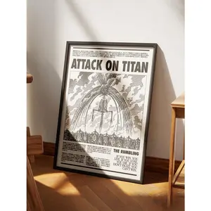 Attack on Titan Poster V3, AOT Print, Anime Poster, Manga Art Print, Vintage Minimalist Anime Wall Art, Shingeki No Kyojin, Eren Yeager( Unframed - Print Only ) (No Framed)