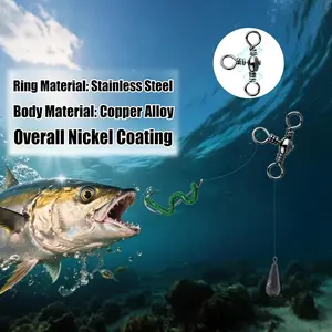 20 Piece T-Shape Swivel Ring Set, Anti-Tangle Fork Line Rings, Rust-Resistant Brass Stainless Steel, Saltwater Fishing Gear Accessories