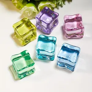 24 Glow-in-the-Dark Resin Ice Cubes - Suitable for outdoor patio decorations, party decorations, durable, safe, and non-toxic resin blocks. Features a starry sky color-changing effect that shines in the dark. Creative DIY decorations for holidays.