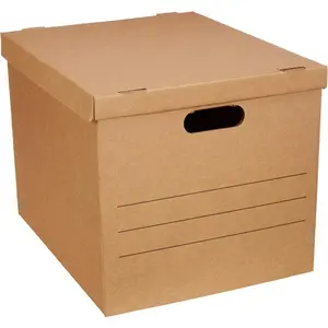 Moving Boxes with Handles and Lids 19 x 14.5 x 15.5 in Brown 10Pack Medium