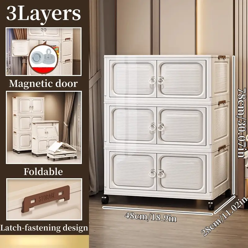 3-tier storage cabinet + 4 casters