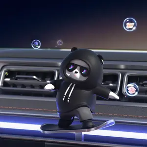 Cartoon Bear Doll Center Console Moving Bear Interior Accessories Decoration, Car Decorative Sliding Skateboard Bear Figurine