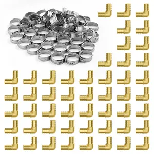 fathersdaygift VEVOR Pipe Fittings, 1/2 50PCS Brass Pipe Fittings, Clamp-style Elbows Pipe Connector Brass Air Fittings, Heavy Duty Plumbing Fittings Tube Adapter for Heating/Shower Systems, Outdoor Water Pipes