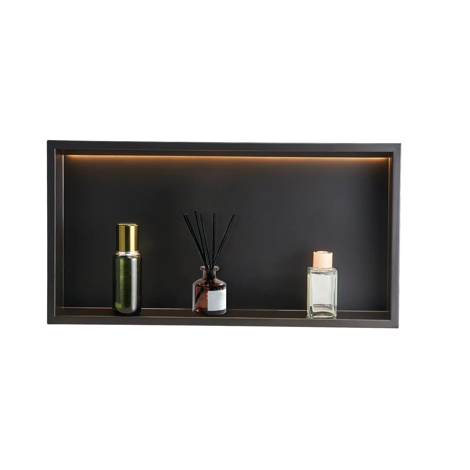 【Summerfinds】VEVOR 13x25x4 in Recessed Wall Shower Niche, Heavy-Duty Stainless Steel Metallic Organizer, Waterproof Sealed LED Strip Holder, Contemporary Shampoo Storage, Easy-Install Black Bathroom Organization Shelves