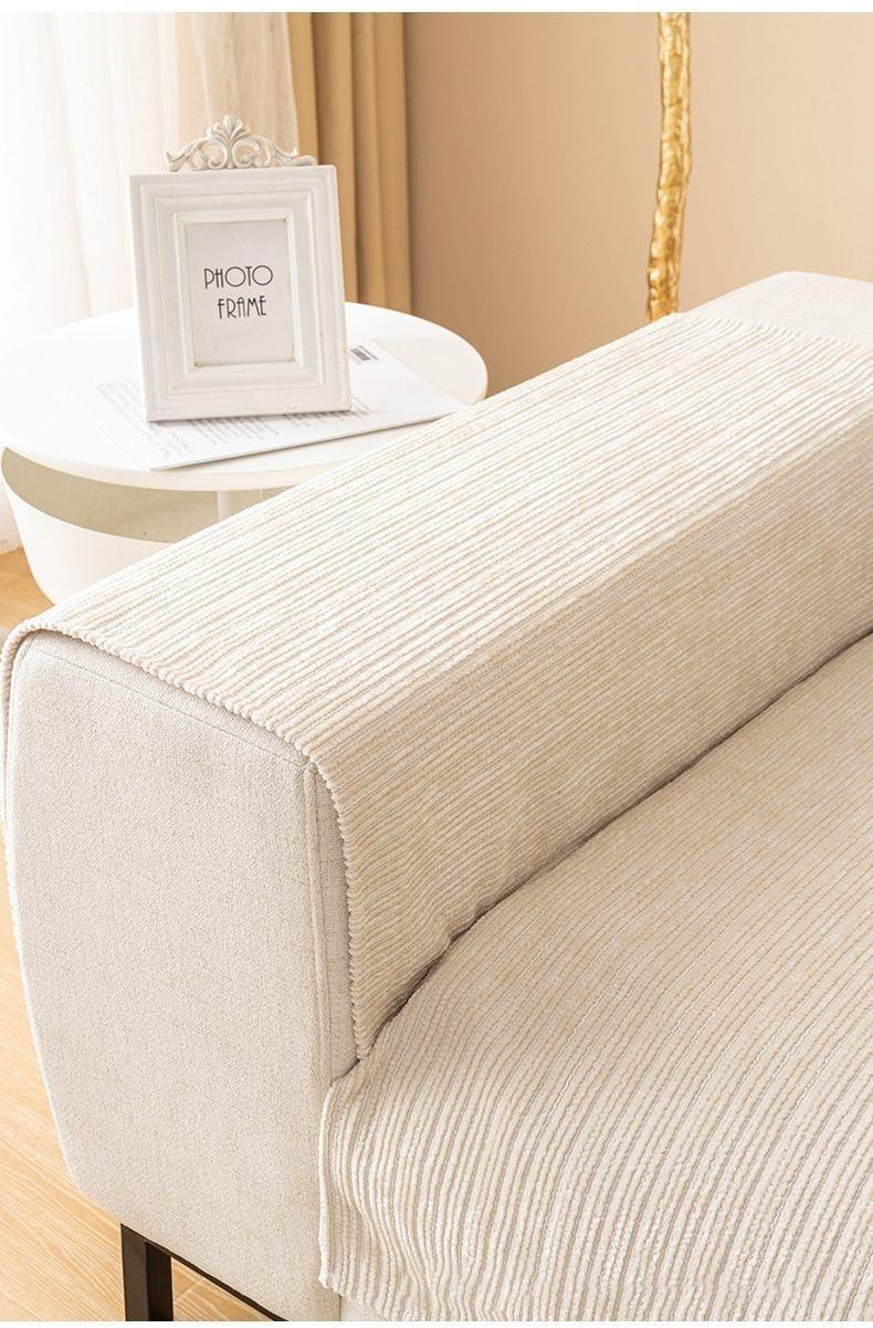 Effortless Neutral Couch Pad | Ribbed Beige Slipcover for Low-Key Luxury Aesthetics