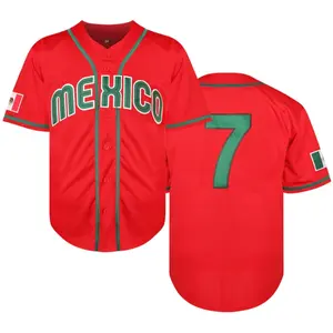 Mexico jersey men's Letter & Number Print Short Sleeve Baseball Jersey, Casual Sporty Loose Button Front Baseball Top for Outdoor Activities Clothing for All Seasons, Fall Outfits  Christmas Eve gifts Holiday Training Shirt