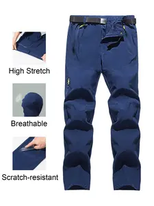 Men's Quick Dry Stretchable Hiking Pants, Stretch Cargo Pants with Zipper Pockets, Lightweight Trekking Pants for Outdoor Trouser (Black/Navy/Khaki/Dark Grey)