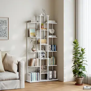 5-Tier Small Space Bookshelf,Sturdy Compact Bookcase for Study Room/Bedroom,Easy Assembly Wooden Storage Shelf(7.8" D,White)