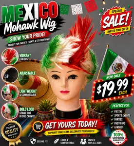 México Tricolor Mohawk Wig – Fiesta Edition