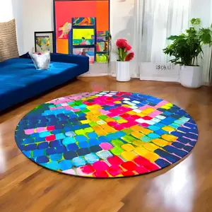 Colorful Oil Painting Pattern Round Floor Mat, 1 Count Non-slip Soft Floor Carpet, Decorative Area Rug for Home Living Room Bedroom