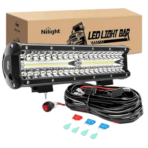 Nilight 12 Inch 300W 30000LM Triple Row Spot/Flood Led Light Bar Kit | 16AWG Wire 3Pin Switch
