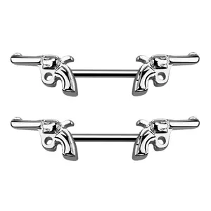 Pistol Nipple Barbells - Stainless Steel - Pair