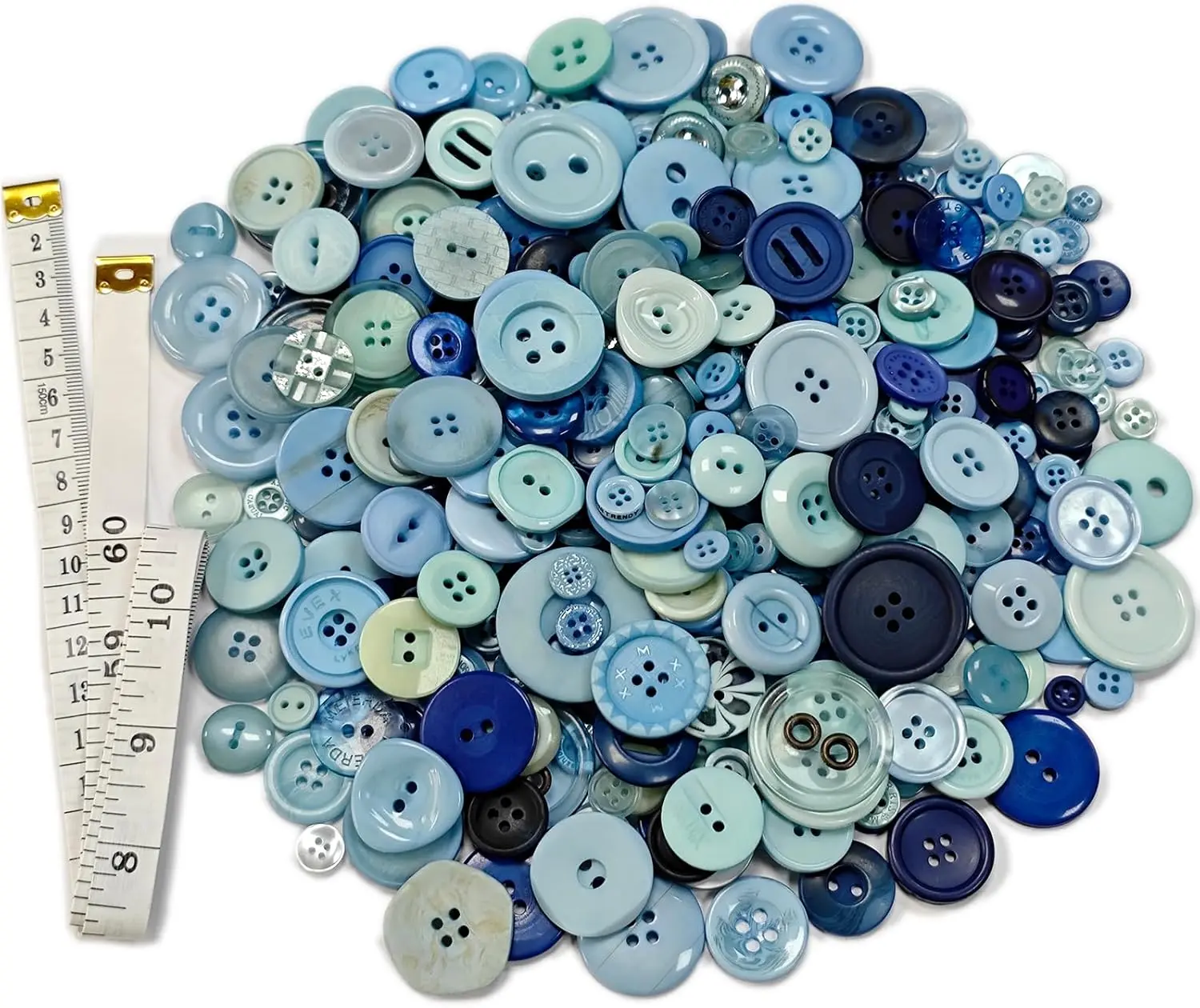 Blue Buttons 500-700 PCS with 60 inch Soft Ruler for Sewing DIY Crafts   Buttons Painted