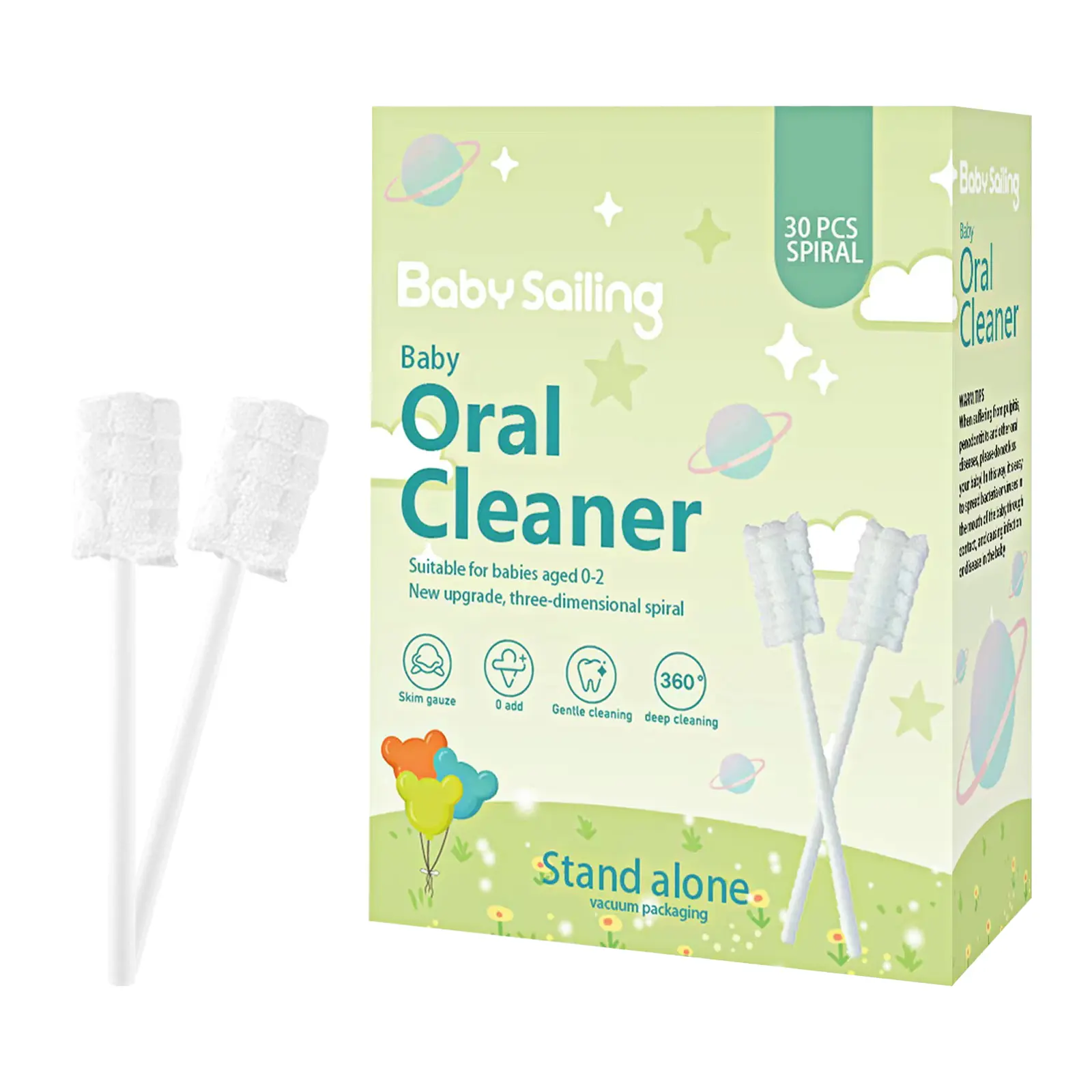 30-Pack Baby Tongue Cleaner Gauze– Gentle Newborn Oral Care, Disposable Toddler Tooth Brush for 0-24 Months Tooth Mouth Gum Clean (Square Style)