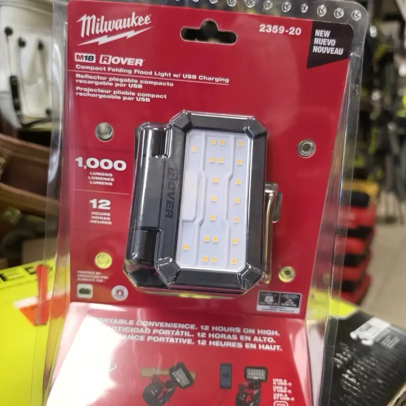 MILWAUKEE M18 18-Volt Lithium-Ion Cordless 1000 Lumens ROVER Compact Folding Flood Light with USB Charging