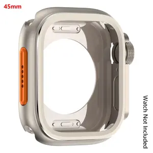3 in 1 Metal Case Compatiblefor Apple Watch Ultra 3/2/1 Ultra Band 49mm/46mm/45mm/44mm, Protector Rugged Bumper Cover for iWatch Series 10 9 8 7 6 and Ultra 2/1-Watch case only(Watch Not Included) Smart Watch Accessories 45mm-Titanium
