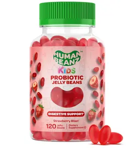 Probiotic Jelly Bean Gummies for Kids, Probiotic Supplements for Digestive Health, Nutritional Vegetarian Supplements, 120 Strawberry Blast Jelly Beans, Kosher