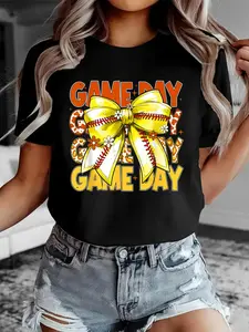 women tops Cute Coquette Bow Softball Leopard Game Day Women Girls t shirts women