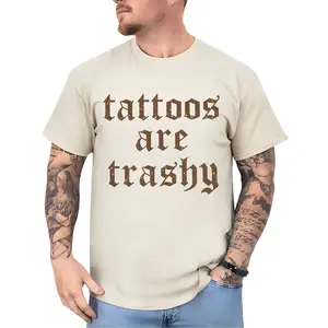 Retro Tattoos Are Trashy Shirt For Men, Funny Saying Tattoos Are Stupid Tee, Gothic Tattoos Graphic Printed Tee, Anti Tattoos Shirt, Funny Tattoos Lover Gift, Basic Short Sleeve T-shirt For Men, Daily Menswear, Cotton Fabric Unisex Tee, Casual Streetwear
