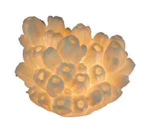 White Faux Tube Coral Decorative Coastal Art Accent Lamp