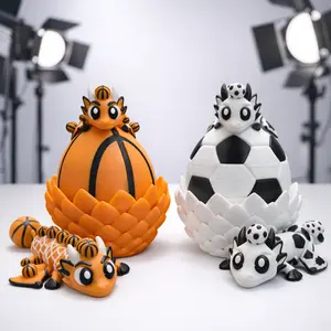 Dragon Egg Basketball Soccer Collectible Set Desk Decor Sports Fantasy Unique Room Decor Gamer Desk Accessories for Boys Kids Teens Men Sports Fans Home Office Display Birthday Christmas Holiday Gift Idea