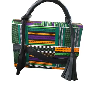 House of GVHD Gidi Vibes Structured Ankara Top-Handle Bag Heritage Fashion Purse with Colorful Stripes and Tassel