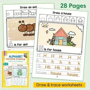 English Alphabet A-Z Tracing Pen Training Book for Kids, Early Education Cognitive Coloring Book, Baby Learning Activity Workbook, Alphabet Directed Drawing, Visual Learning Tools, Teaching Supplies