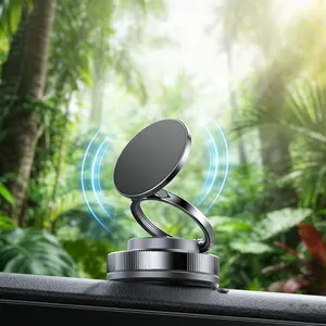 Magnetic Phone Mount for Car & Daily Use, Foldable 360° Adjustable Phone Stand with Strong Magnet & Vacuum Lock - Portable Cell Phone Holder for Desk, Bathroom, Kitchen (All Phones Compatible)