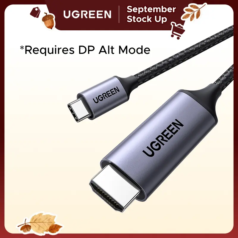 UGREEN Unidirectional USB Type-C to HDMI 2.0 Cable (4K@60Hz, 6.6FT) - Thunderbolt 4/3 Compatible, HDMI Converter Adapters & Cables for iPhone 17 Pro Max, MacBook, iPad Pro, XPS, Galaxy S26, Steam Deck (DP Alt Mode Phones) - Home/Office Accessories